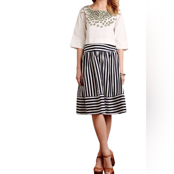 Anthropologie Maeve High Seas Skirt Black & White Stripped Size Small - Picture 1 of 7